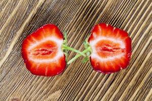 fraises biologiques, gros plan photo