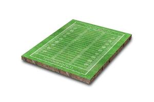 terrain de football américain avec motif de ligne sur fond blanc. rendu 3d photo