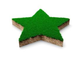 coupe transversale de la géologie du sol en forme d'étoile avec de l'herbe verte, de la boue de la terre coupée illustration 3d isolée photo