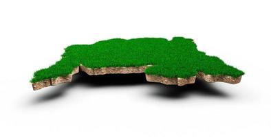 carte du monténégro coupe transversale de la géologie des sols avec de l'herbe verte et de la texture du sol rocheux illustration 3d photo