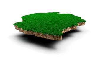carte de la tanzanie coupe transversale de la géologie des sols avec de l'herbe verte et de la texture du sol rocheux illustration 3d photo