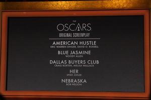 los angeles, jan 16 - nominations pour le scénario original lors de l'annonce des nominations pour la 86e cérémonie des académies au théâtre ampas samuel goldwyn le 16 janvier 2014 à beverly hills, ca photo