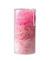 éponges de bain de massage roses dans une boîte en plastique photo
