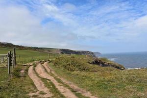 Sentier usé le long des falaises le long de la baie de robin hood photo