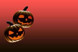 Halloween citrouilles effrayantes jaunes aux yeux rouges rendu 3d photo