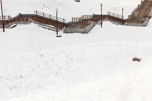 escalier en pierre chute de neige photo