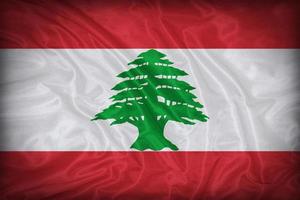 motif de drapeau du Liban sur la texture du tissu, style vintage