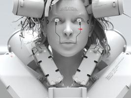 femme-robot. portrait en gros plan. abstraction sur le thème de la technologie et des jeux. illustration 3d photo