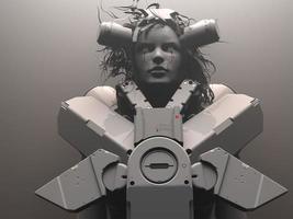 femme-robot. portrait en gros plan. abstraction sur le thème de la technologie et des jeux. illustration 3d photo