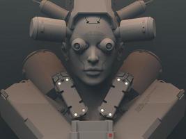 femme-robot. portrait en gros plan. abstraction sur le thème de la technologie et des jeux. illustration 3d photo