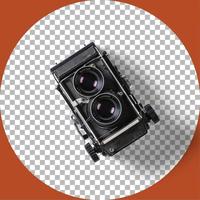 vue rapprochée caméra analogique vintage isolée sur transparent. photo