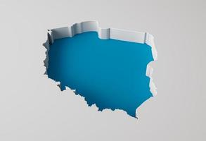 carte de la pologne carte d'extrusion intérieure 3d dette de la mer avec ombre intérieure photo