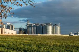 usine agro-alimentaire pour la transformation et les silos pour le nettoyage à sec et le stockage des produits agricoles, de la farine, des céréales et du grain photo