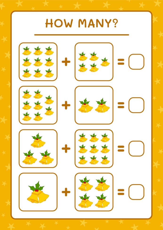 combien de cloche de noël, jeu pour enfants. illustration vectorielle, feuille de calcul imprimable vecteur