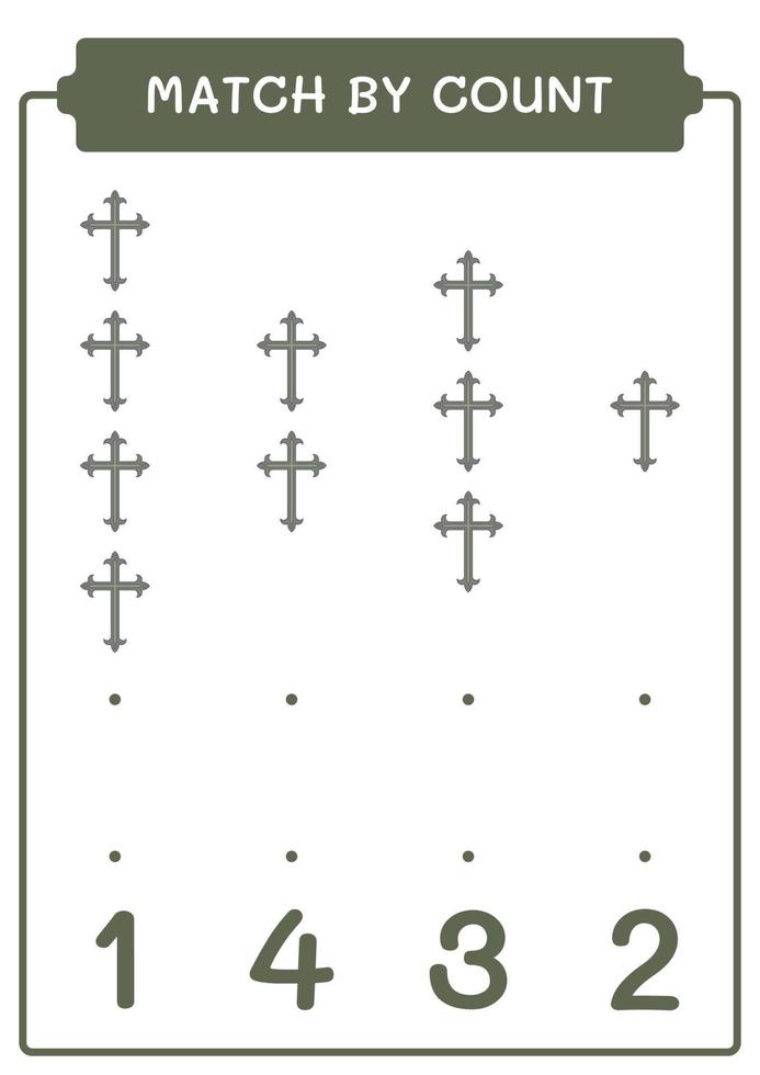 match par compte de croix chrétienne, jeu pour enfants. illustration vectorielle, feuille de calcul imprimable vecteur