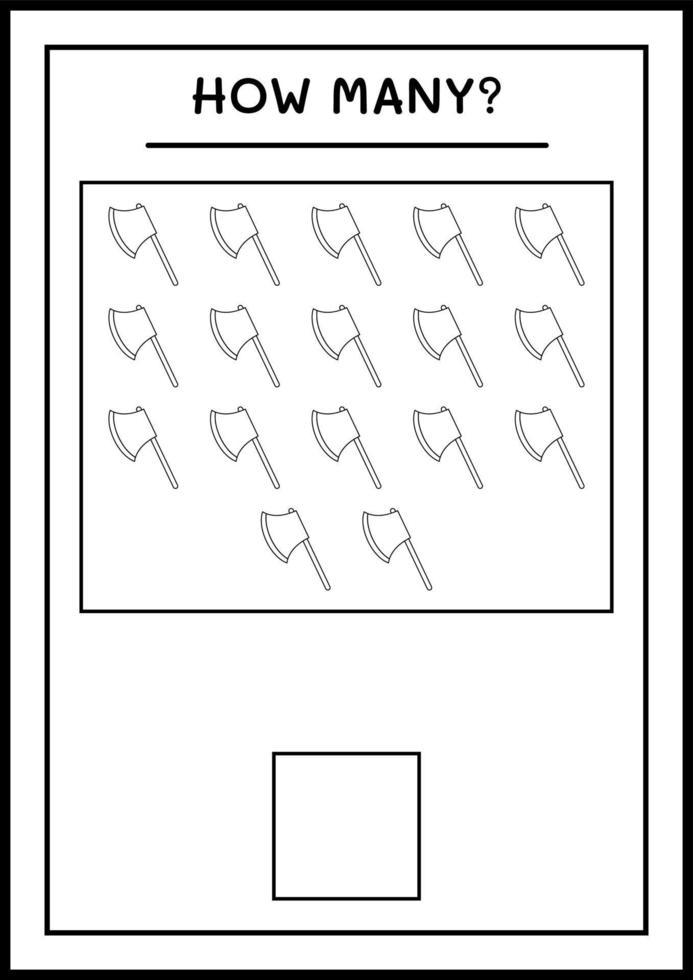 combien de hache, jeu pour enfants. illustration vectorielle, feuille de calcul imprimable vecteur