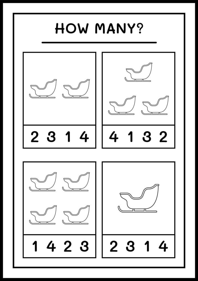 combien de traîneau du père noël, jeu pour les enfants. illustration vectorielle, feuille de calcul imprimable vecteur