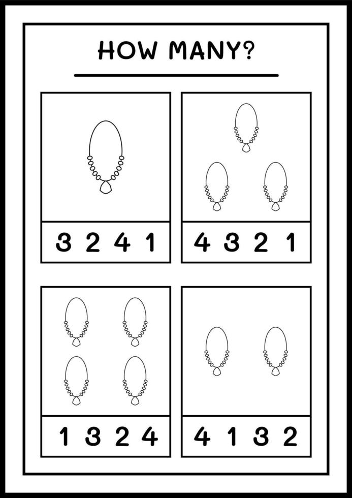 combien de pendentif, jeu pour enfants. illustration vectorielle, feuille de calcul imprimable vecteur