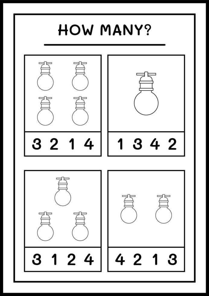 combien de lumières de noël, jeu pour enfants. illustration vectorielle, feuille de calcul imprimable vecteur