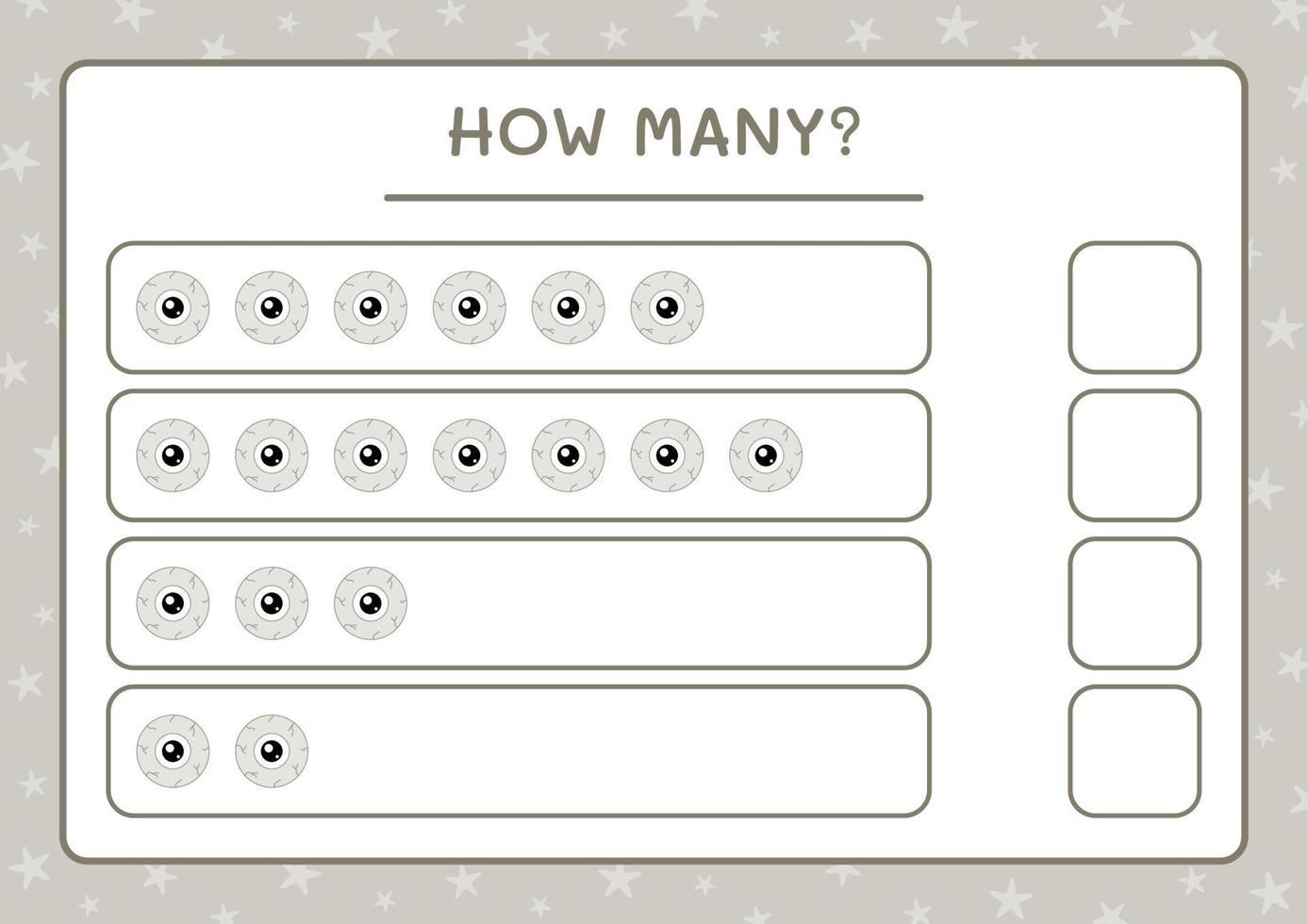 combien d'oeil, jeu pour les enfants. illustration vectorielle, feuille de calcul imprimable vecteur