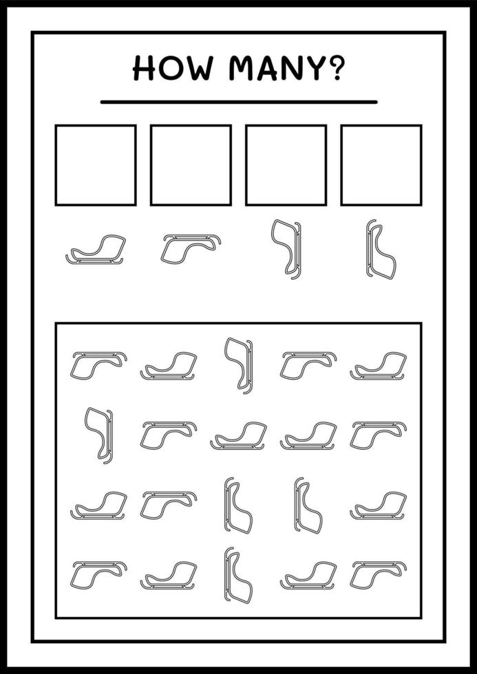 combien de traîneau du père noël, jeu pour les enfants. illustration vectorielle, feuille de calcul imprimable vecteur