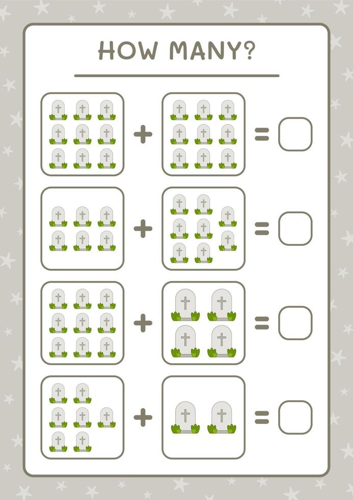 combien de pierre tombale, jeu pour enfants. illustration vectorielle, feuille de calcul imprimable vecteur