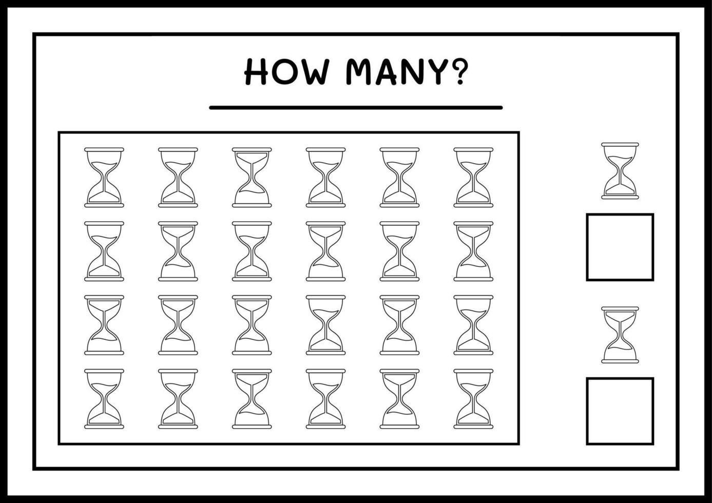 combien de sablier, jeu pour enfants. illustration vectorielle, feuille de calcul imprimable vecteur