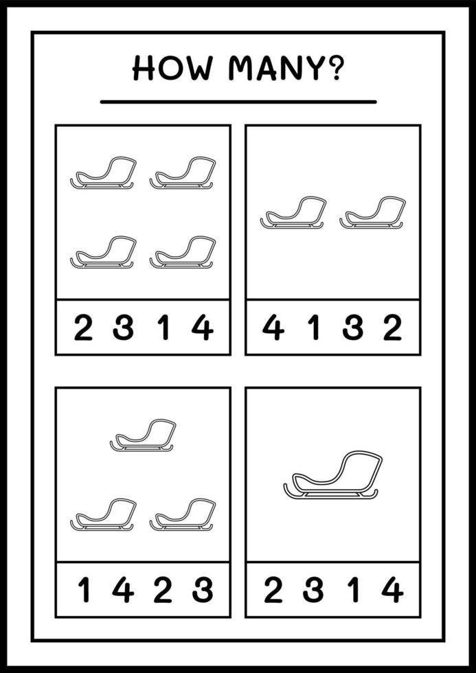 combien de traîneau du père noël, jeu pour les enfants. illustration vectorielle, feuille de calcul imprimable vecteur