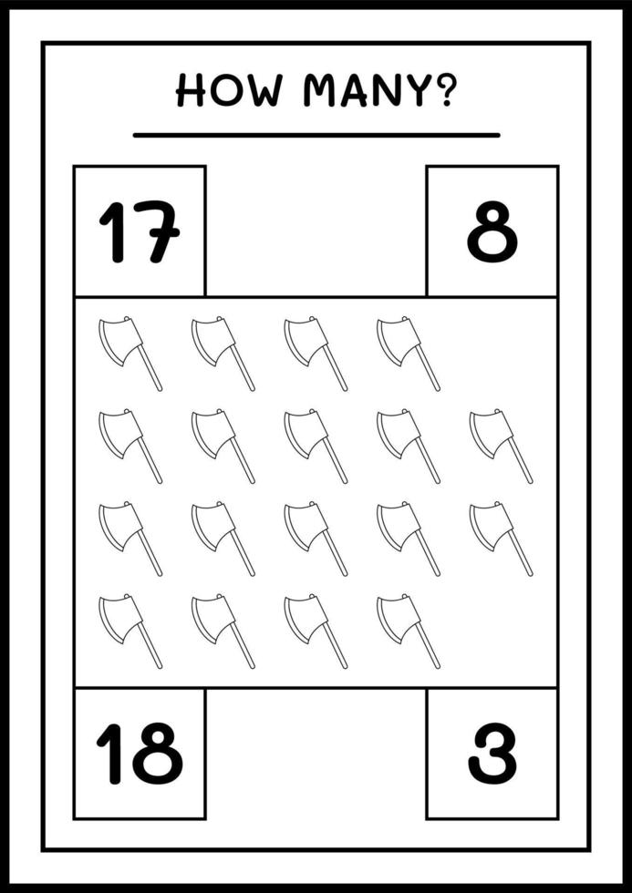 combien de hache, jeu pour enfants. illustration vectorielle, feuille de calcul imprimable vecteur