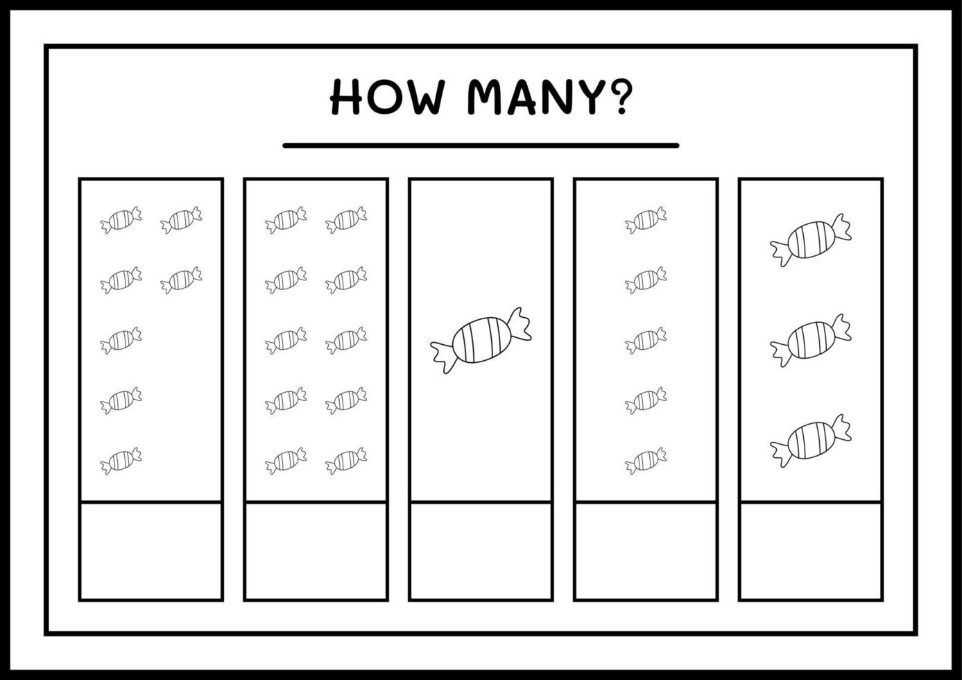combien de bonbons de noël, jeu pour enfants. illustration vectorielle, feuille de calcul imprimable vecteur