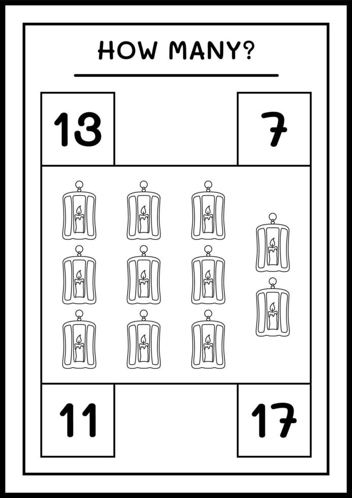 combien de lanterne, jeu pour enfants. illustration vectorielle, feuille de calcul imprimable vecteur