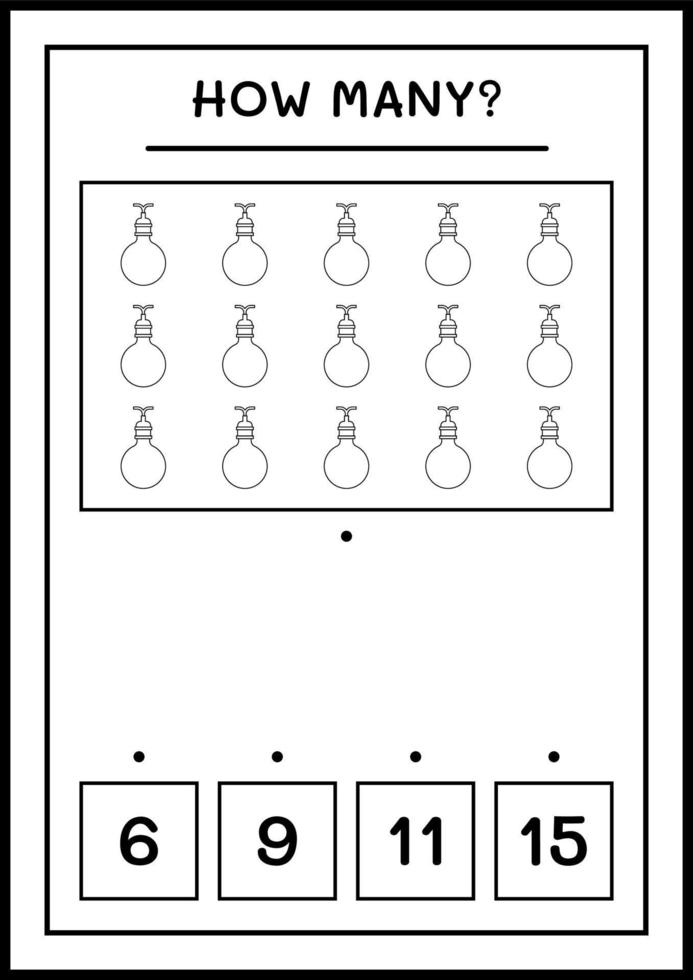 combien de lumières de noël, jeu pour enfants. illustration vectorielle, feuille de calcul imprimable vecteur