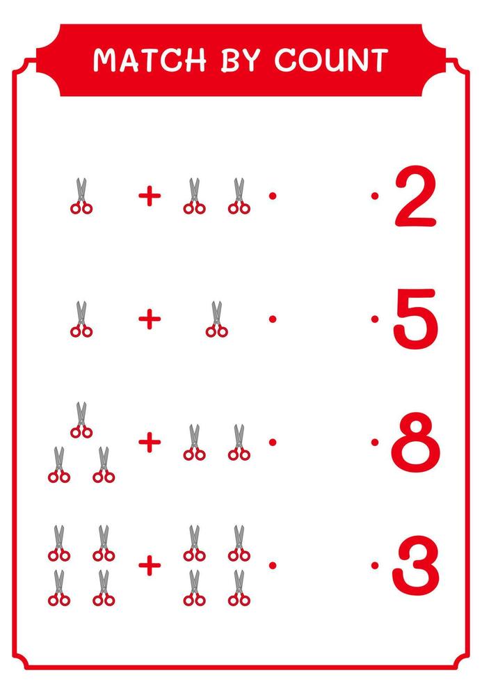 match au compte de ciseaux, jeu pour enfants. illustration vectorielle, feuille de calcul imprimable vecteur