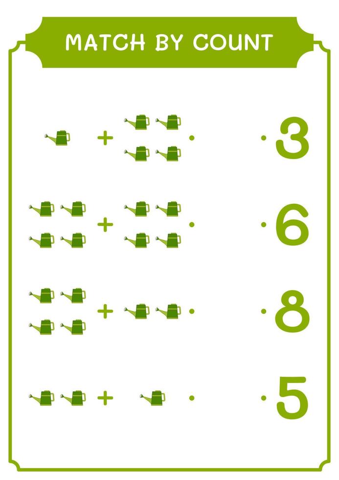 match au nombre d'arrosoirs, jeu pour enfants. illustration vectorielle, feuille de calcul imprimable vecteur