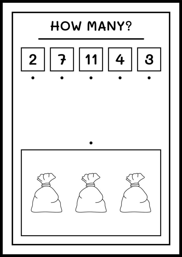 combien de sac rouge du père noël, jeu pour enfants. illustration vectorielle, feuille de calcul imprimable vecteur