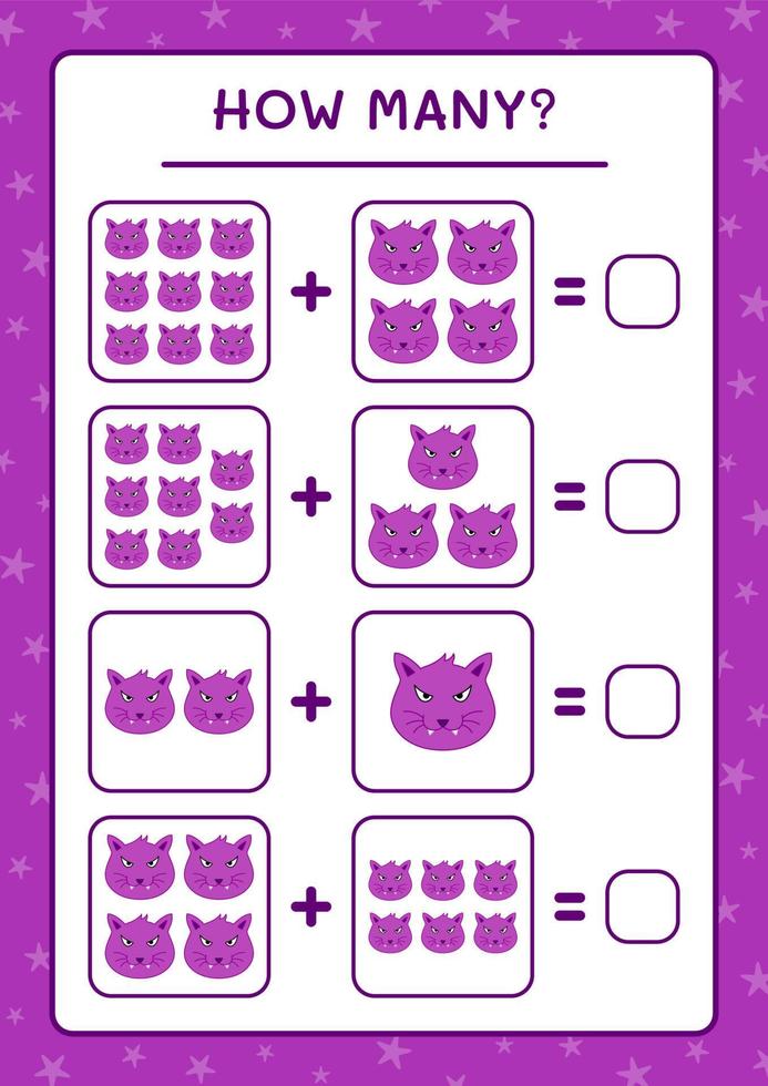 combien de chat, jeu pour enfants. illustration vectorielle, feuille de calcul imprimable vecteur