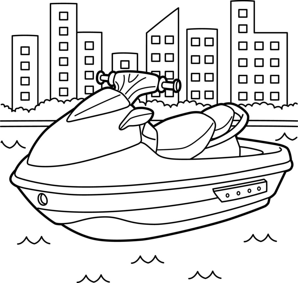 page de coloriage de véhicule de jet ski pour les enfants vecteur