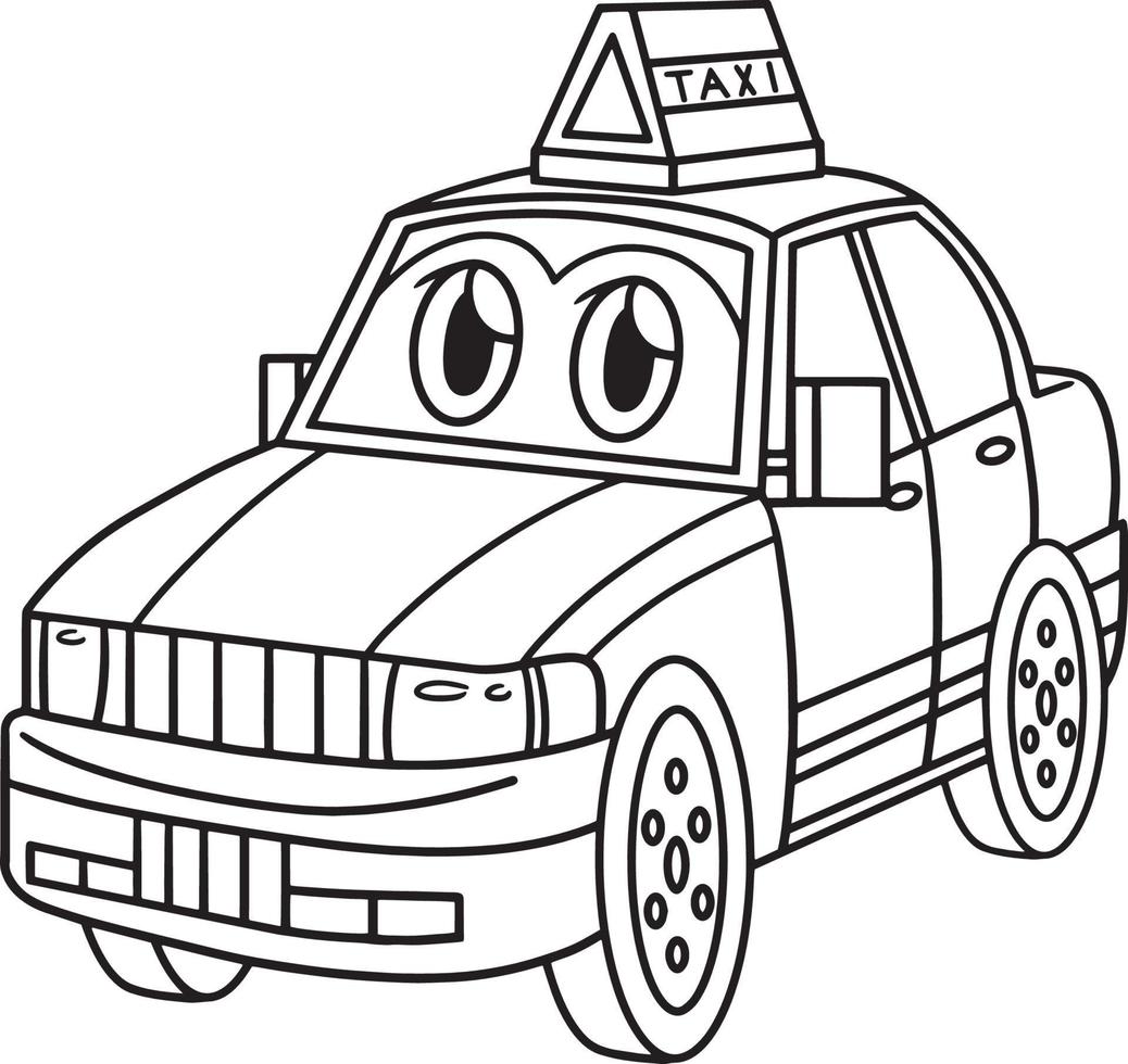 taxi avec coloriage de véhicule de visage pour les enfants vecteur