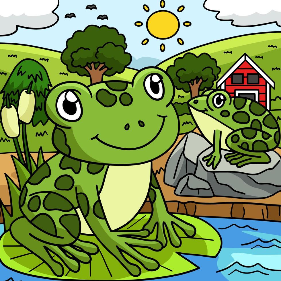 illustration de dessin animé coloré animal grenouille vecteur