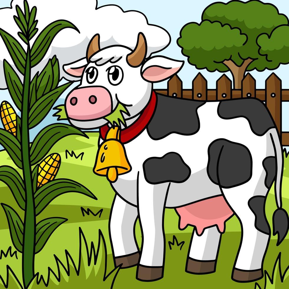 illustration de dessin animé coloré animal vache vecteur