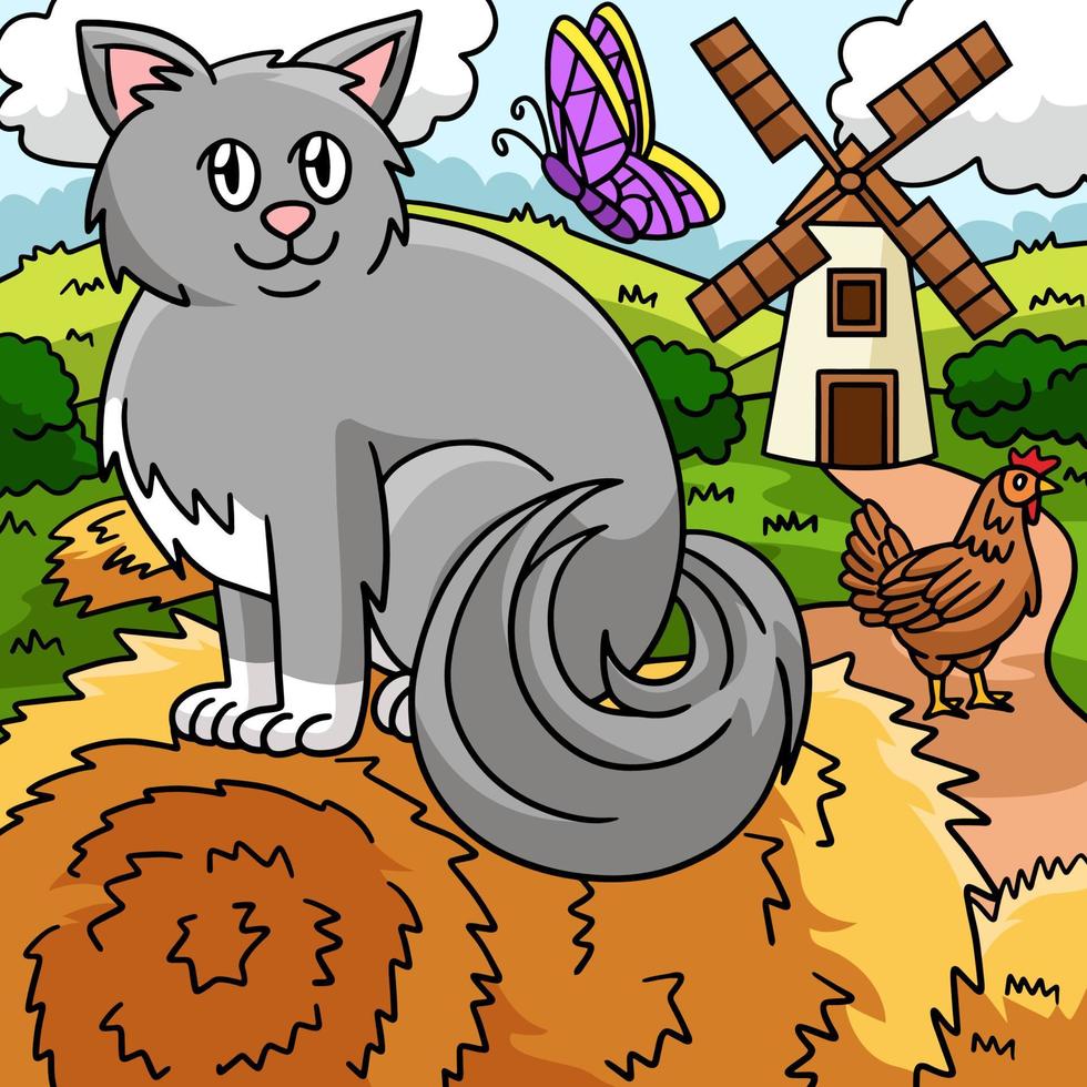 illustration de dessin animé coloré animal chat vecteur