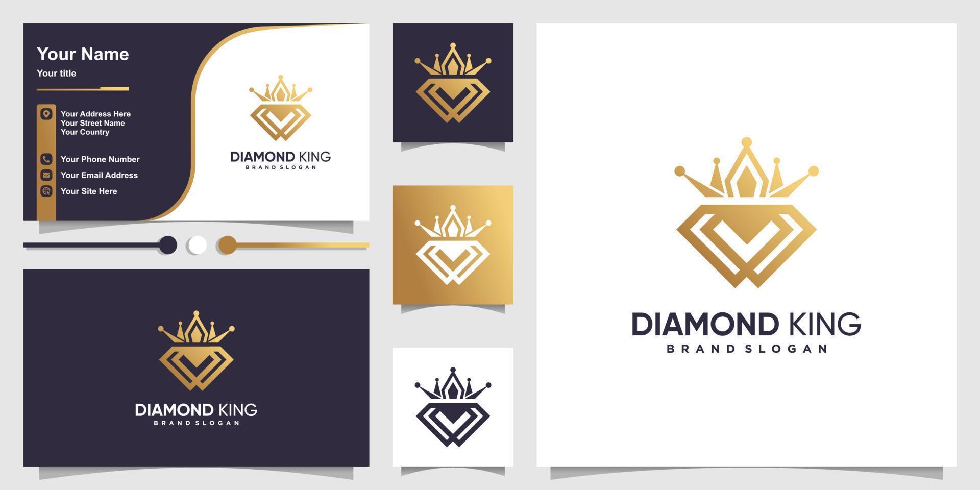 création de logo de diamant avec vecteur premium de concept d'élément de couronne