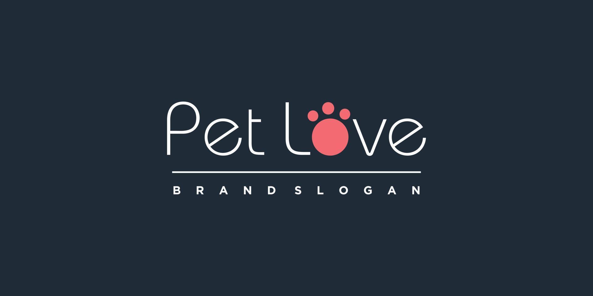 création de logo d'amour pour animaux de compagnie avec vecteur premium de concept d'élément créatif