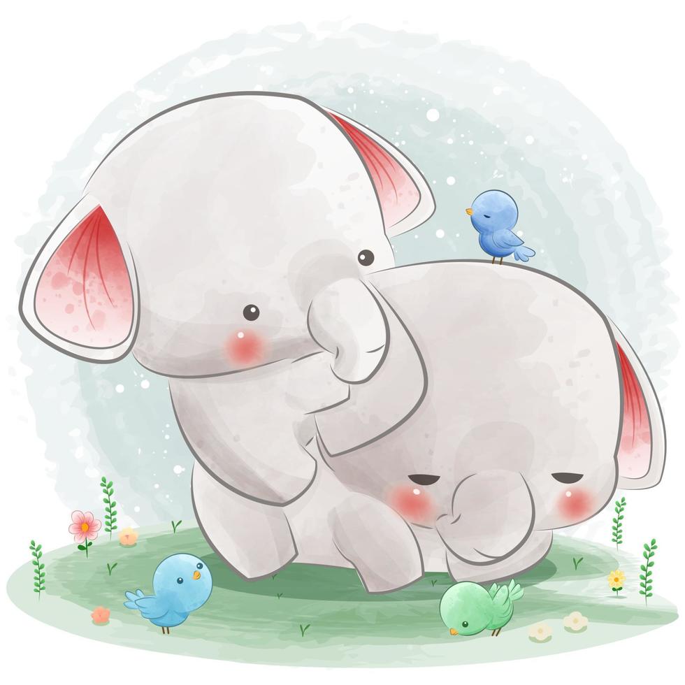 mignon bébé éléphant jouant vecteur