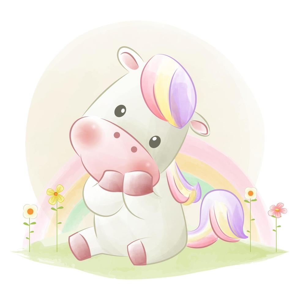 illustration de dessin animé mignon poney licorne vecteur