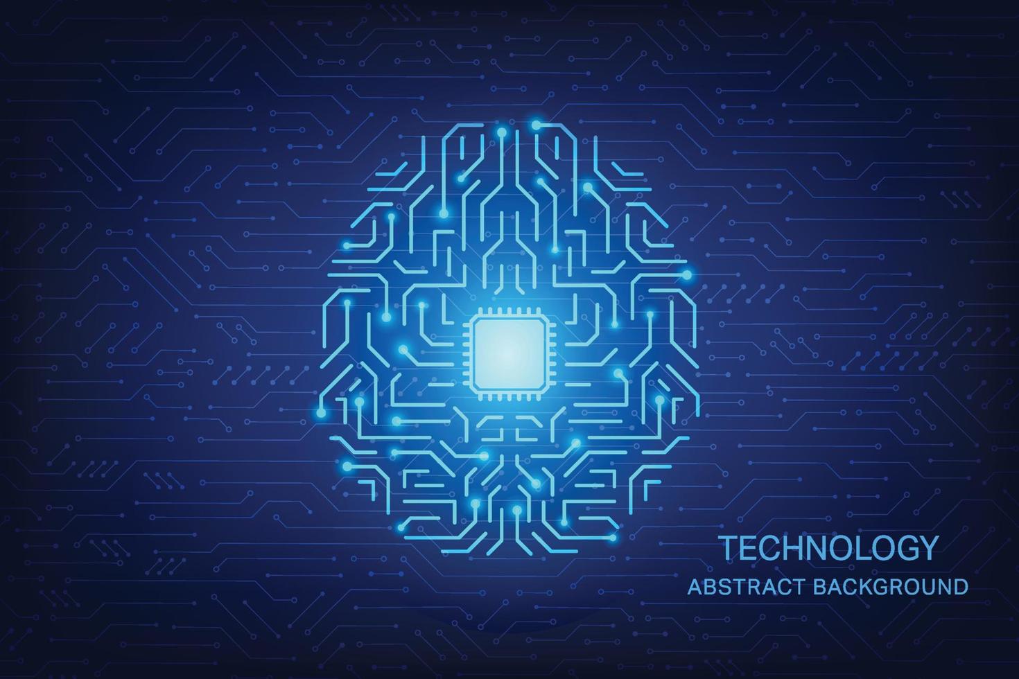 technologie globale abstraite de cerveau humain de vecteur avec le fond bleu de circuit.