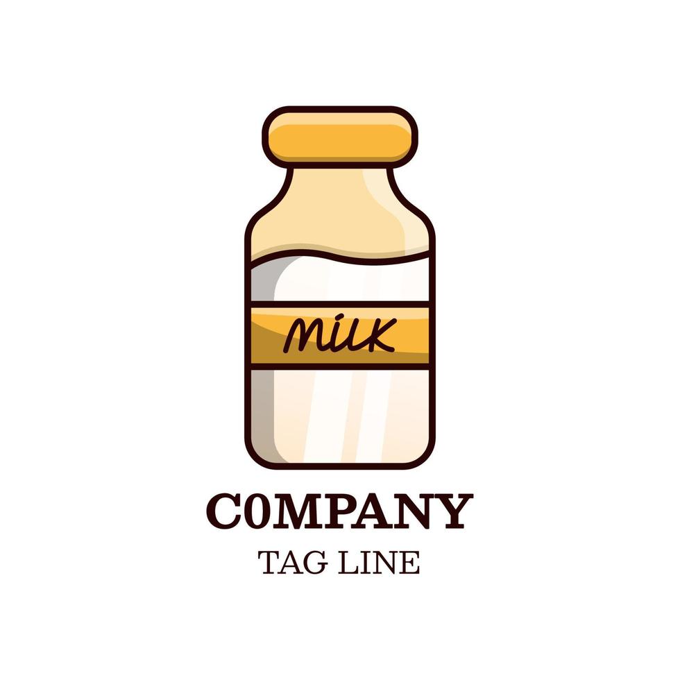 bouteille de lait, vecteur de modèle de conception de logo et d'icône, emblème, concept de conception