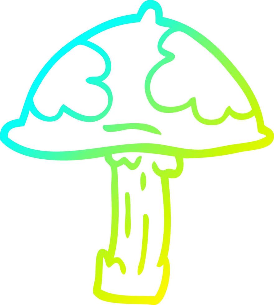 ligne de gradient froid dessinant un champignon vénéneux de dessin animé vecteur
