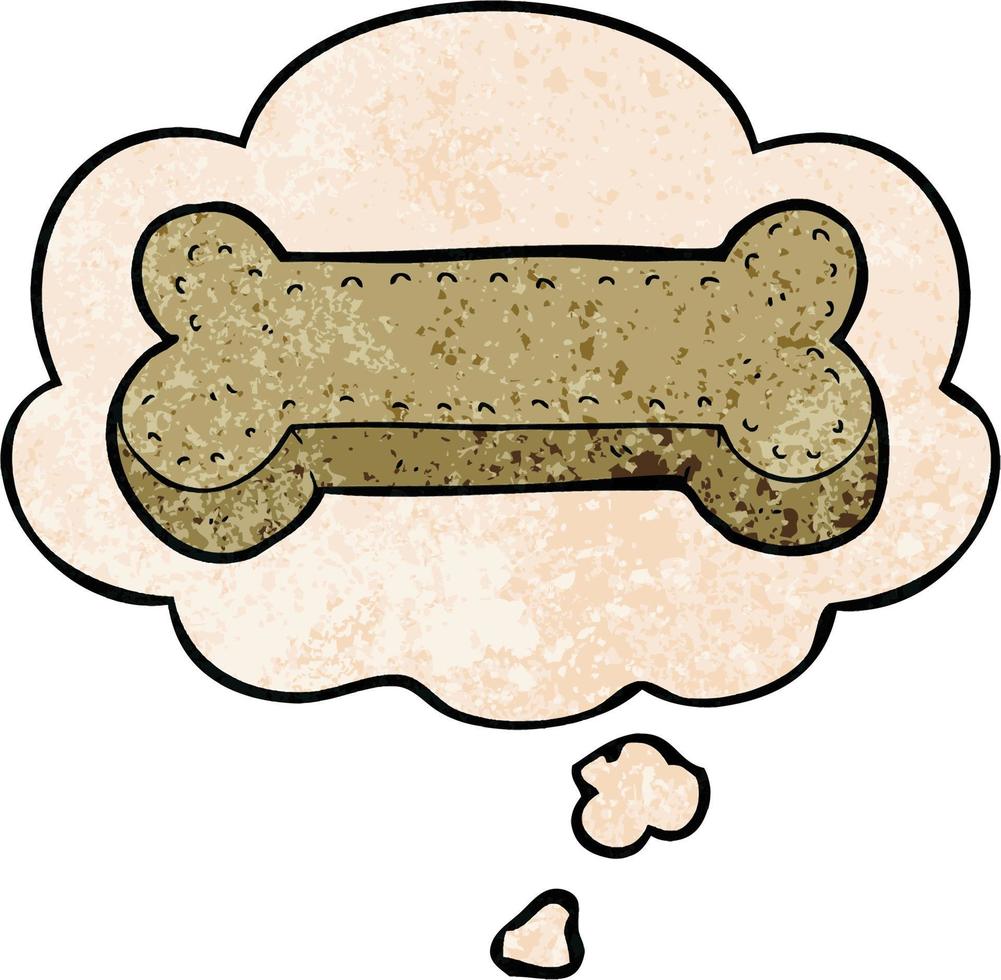 biscuit de chien de dessin animé et bulle de pensée dans le style de motif de texture grunge vecteur