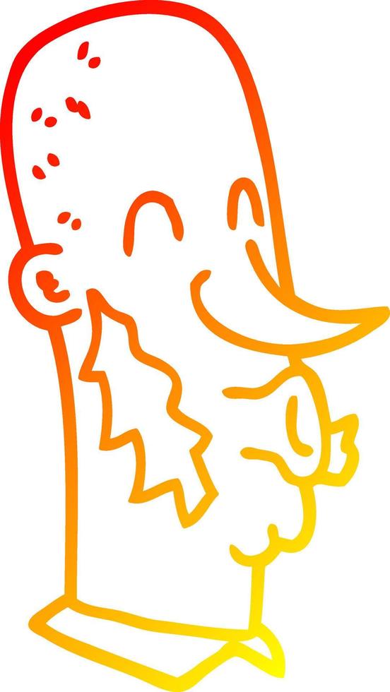 ligne de gradient chaud dessinant un homme de dessin animé avec des brûlures latérales vecteur